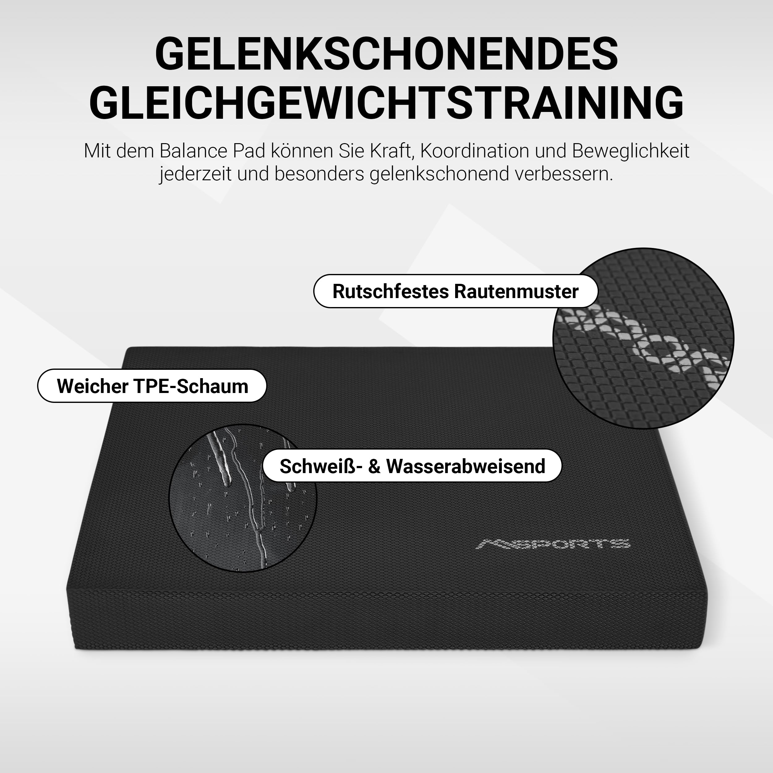 Balance Pad – Premium – w zestawie plakat z ćwiczeniami równowagi – trening równowagi i koordynacji (czarny)