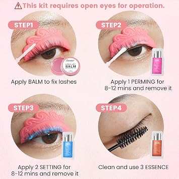 Lash Lift Kit Eyelash Lift Kit Brow Lamination Lotion in Sachets, Easy to Use with Open Eyes, Eyelash Lift Pads for DIY