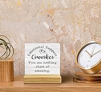 Vista 4 de QASHWEY Letrero de Placa de Madera de Compañero de Trabajo de Apoyo Emocional Decoración de Escritorio, Regalos de Agradecimiento Regalos