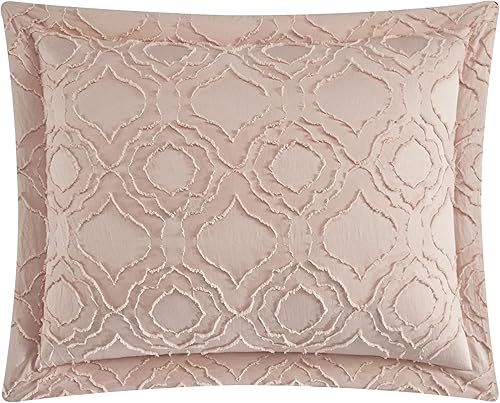 Miniatura 8 de Chic Home Jane - Juego de edredón de 5 piezas con clip, diseño geométrico de cuadrifolio jacquard, fundas de almohada decorativas incluidas, King,