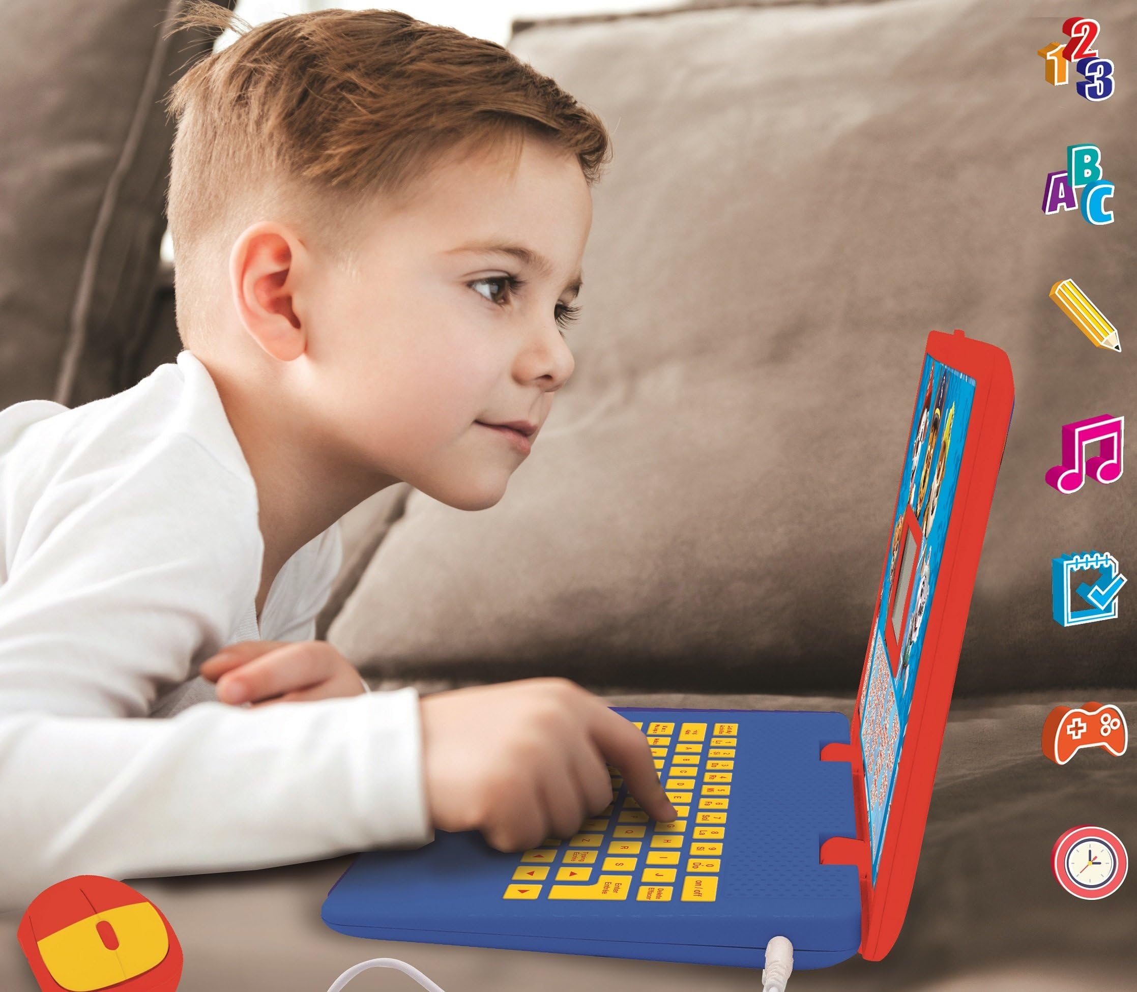 LEXIBOOK - Paw Patrol Paw Patrol - Computer portatile educativo e bilingue spagnolo/inglese - Giocattolo per bambini con 124 attività per l'apprendimento, blu/rosso, JC598PAi2LXB