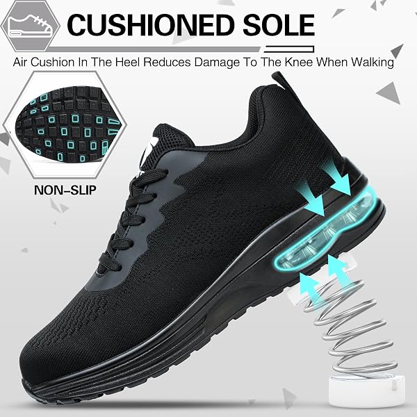 WUAYAMI Safety Shoes Men Women Safety Sneakers Lightweight Work Shoe Comfortable Breathable Work Shoe Non-slip Construction S - 4