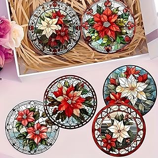 5 Pcs Flower Coaster,Non-Slip Coaster Pads for Bar, Kitchen, Dining Room, Unique Housewarming Gifts for Home Decor（AB-065）