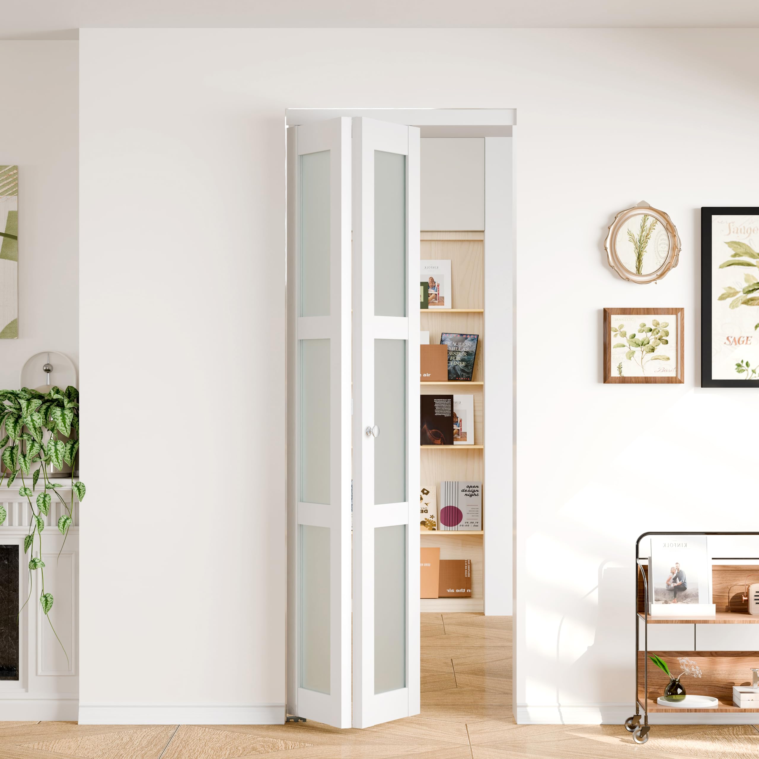 ARKHJEM 3-Lite Frosted Glass Bifold Door