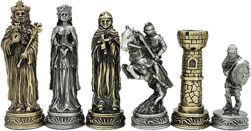 Miniatura 1 de WE Games - Juego de ajedrez con temática medieval de peltre, juego de ajedrez de metal único para adultos, juego de ajedrez temático de lujo con