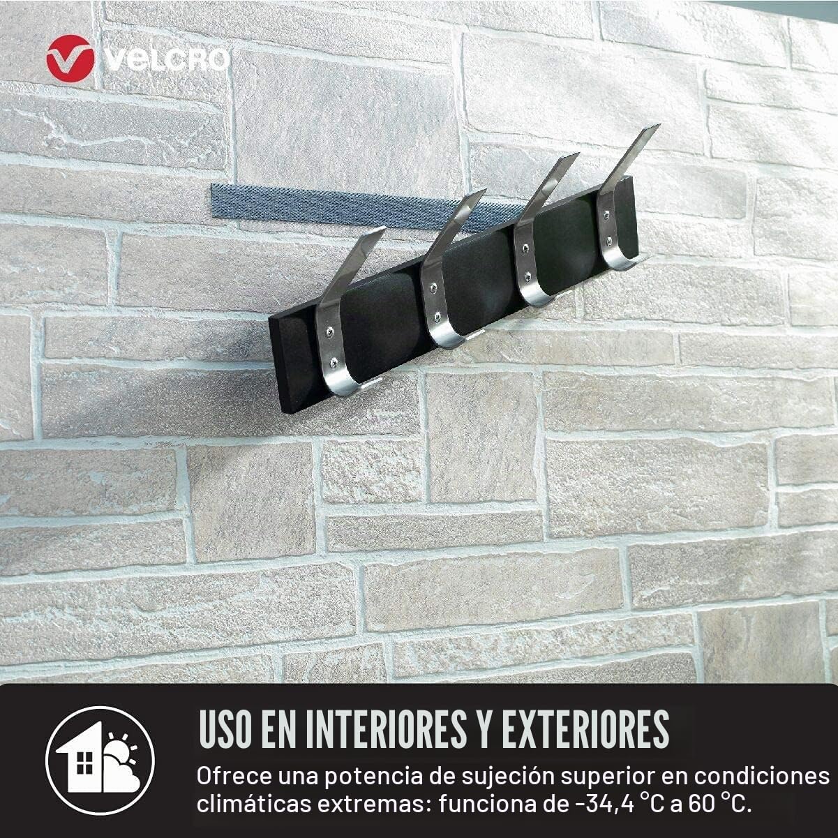 VELCRO Brand | Cinta de alta resistencia Extreme Outdoor Stick On | Cinta industrial de gancho y bucle de doble cara extra fuerte con adhesivo | Cortar a medida | Negro | 6 m x 25 mm