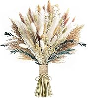 xin's Convey 126pcs White Dried Pampas Grass Bouquet - Fluffy Reed Grass for Boho Weddings, Farmhouse Bedroom Decor