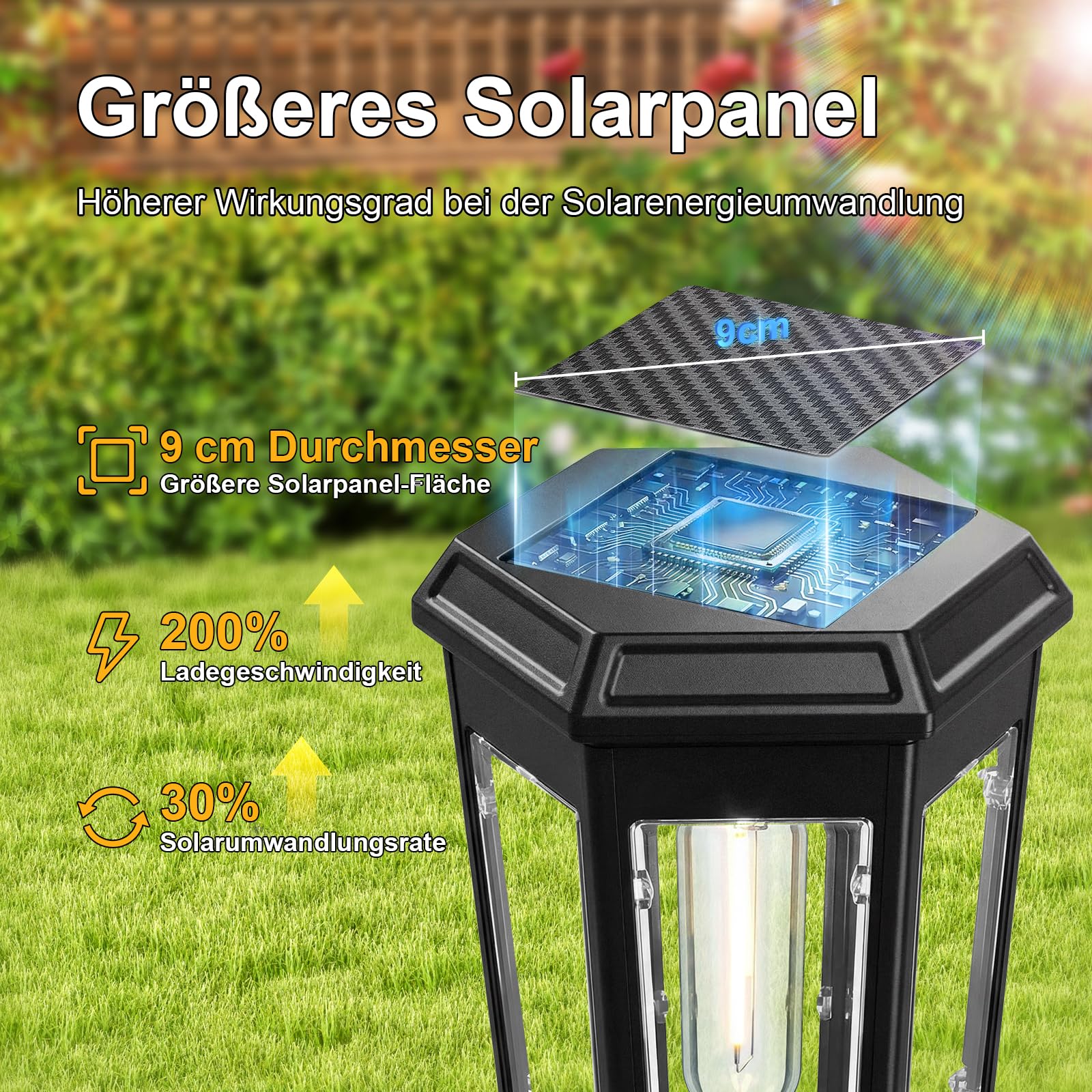 Luci solari per giardino esterno, confezione da 6 moderne luci solari da giardino per esterni, accensione e spegnimento automatico, IP65, impermeabili, luci solari da giardino per sentieri, giardini