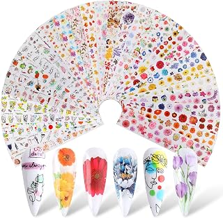 MWOOT 30 Pieces Mixed Nail Foil Transfer Sticker,Starry Sky Nail Art Stickers with Maple Leaf Flower Graffiti Pattern,Tips Wraps Transfer Foil Stickers Decals for DIY Nail Tips Decoration(20x4CM)