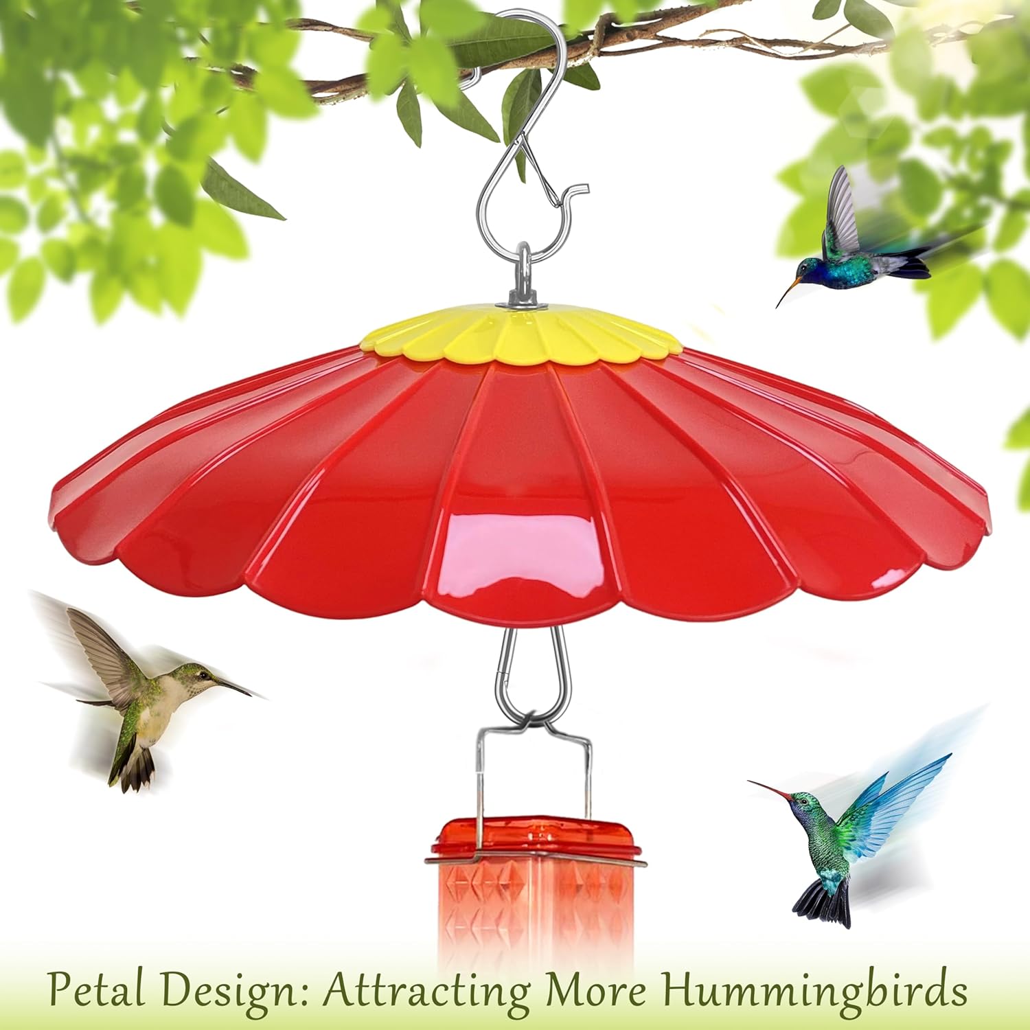13.5-Inch Hummingbird Feeder Shade Dome Cover,Bird Feeder Rain Cover & Squirrel Shield, Weather Guard with Hanging Bird Feeders,Squirrel Proof for Shepherd's Hook Outdoors(Red) 2 Pack