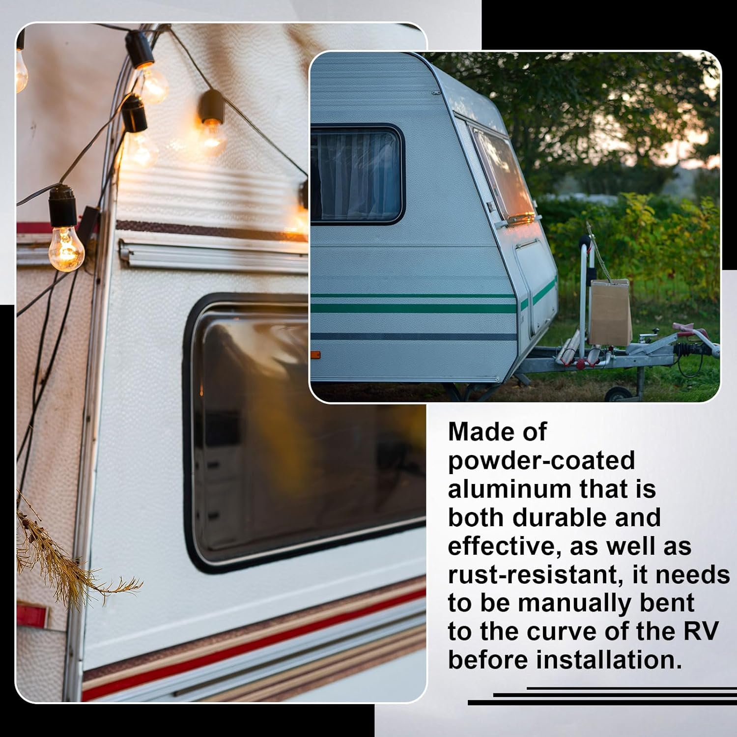 Zonon 4 Pack RV Insert Roof Trim with 3/4" Leg 48inch Length Exterior Molding RV Roof Trim, Aluminum(White)