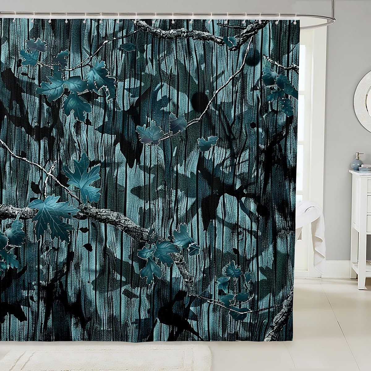 Feelyou Ameircan Flag Mallard Duck Shower Curtain for Girls Boys Duck Hunting Bathroom Shower Curtain Set Hunting and Fishing Bath Curtain Wild Animal Kids Bathroom Accessories 72"x84"