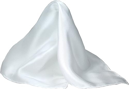 Royal Silk Pañuelo cuadrado de bolsillo de seda blanca enrollado a mano de lujo de 17" cuadrado desde 1978-100% seda, Blanco