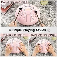 Vista 5 de Tambor de lengua de acero, 11 notas de 8 pulgadas, tambor de lengua C mayor de acero con bolsa, púas de dedos, mazos y libro de música