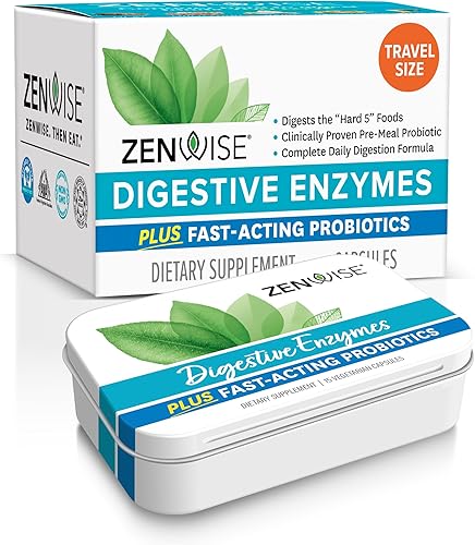Zenwise - Enzimas múltiples con probióticos y prebióticos para la salud digestiva y alivio de la hinchazón en mujeres y hombres, con bromelina y
