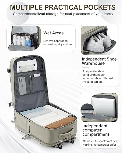 Miniatura 561 de coowoz Mochila de viaje grande para mujeres y hombres,Mochila de transporte,Mochila de senderismo impermeable para deportes al aire libre, Azul, 45