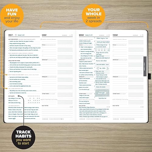 Miniatura 5 de Planificador de productividad, planificador diario sin fecha de 1 año, 8,5 x 11  organizador resistente e inteligente para fijar objetivos