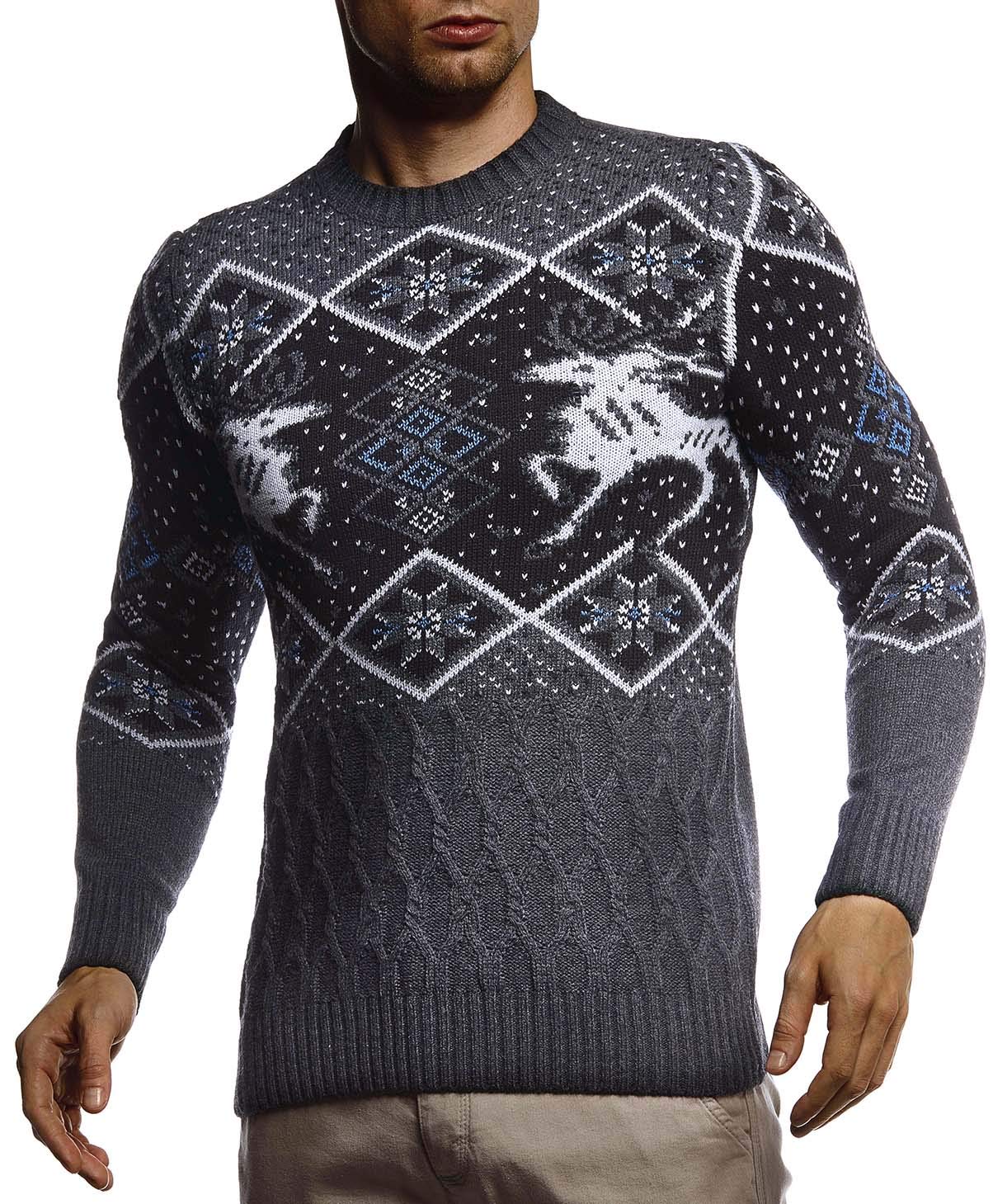 Leif Nelson Men's Slim Fit Long Sleeve Sweater - Pullover Hoodie Sweatshirt For Casual Wear (Black, XL)