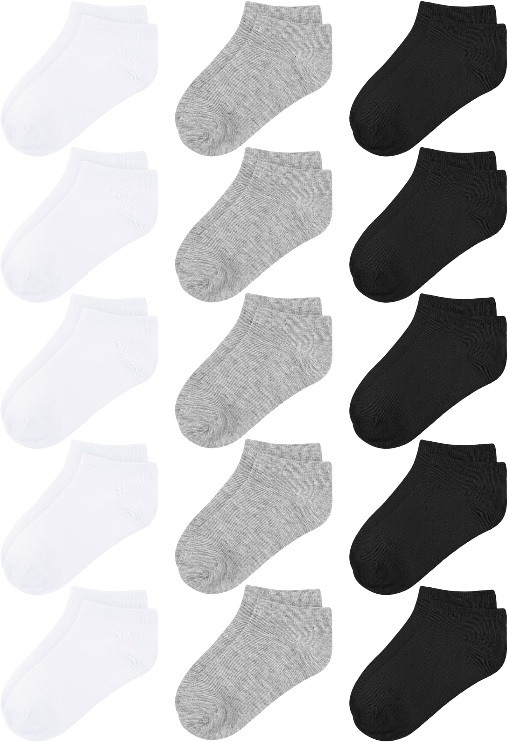 15 Pack Kids' Half Cushion Low Cut Athletic Ankle Socks Boys Girls Ankle Socks