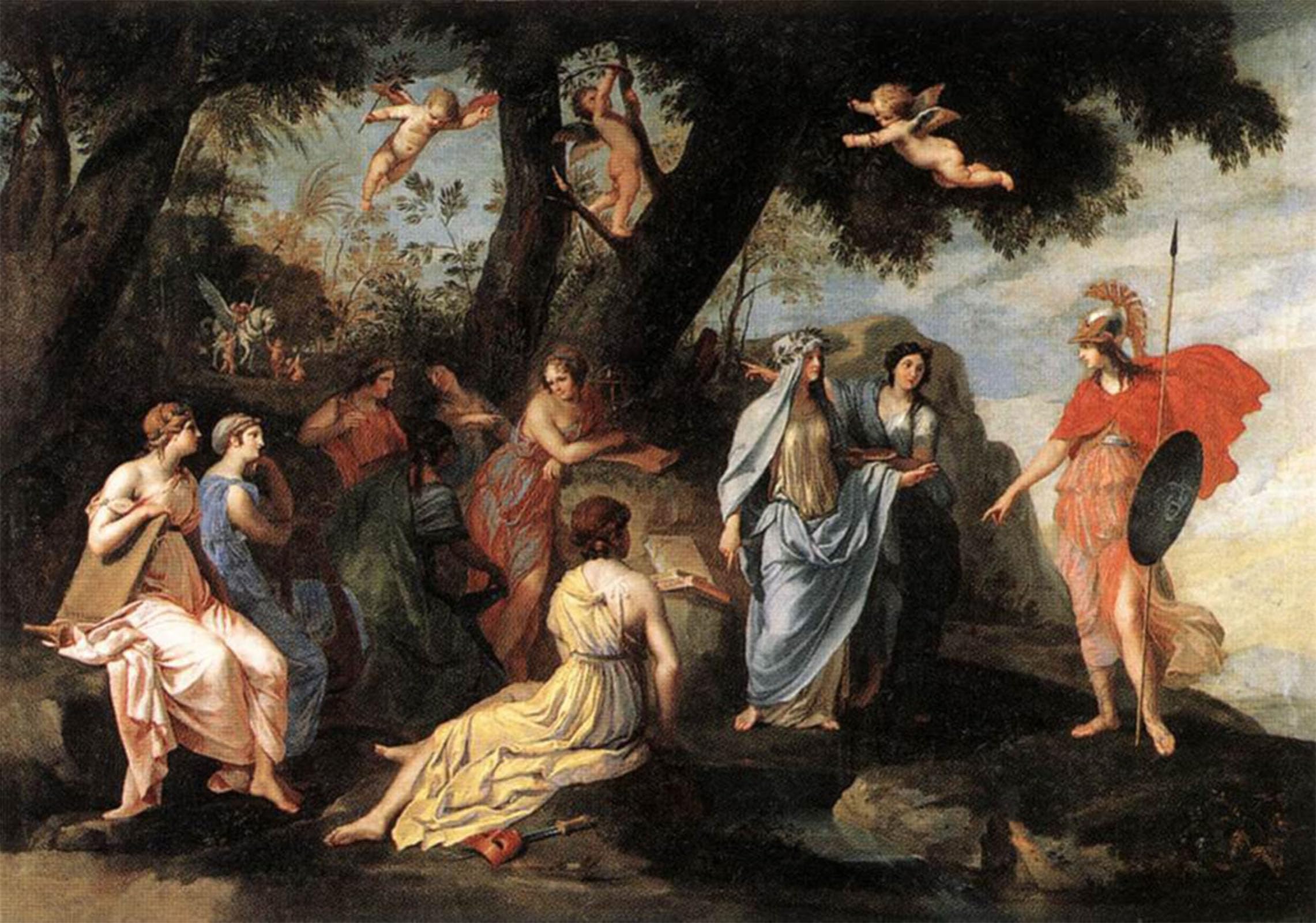 Tableau Minerve et les muses Jacques Stella impression toile 60x90cm