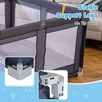 Costzon Foldable Playpen for Babies, 50''x50'' Portable Baby Play Pen with 50 PCS Ocean Balls, 4 Handles, Carry Bag, Visible Mesh, Kids Activity Center with Gates, Indoor & Outdoor Gate Play Pen