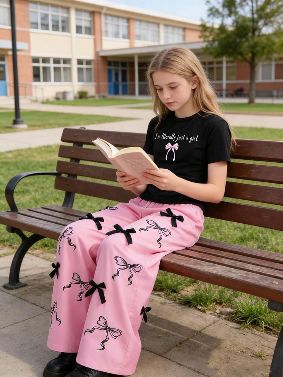 Girls Clothes 2 Piece Outfit Short Sleeve Top + Bow Cargo Pants Girls Spring and Fall Outfits, Sizes 7-16 Years - Image 5