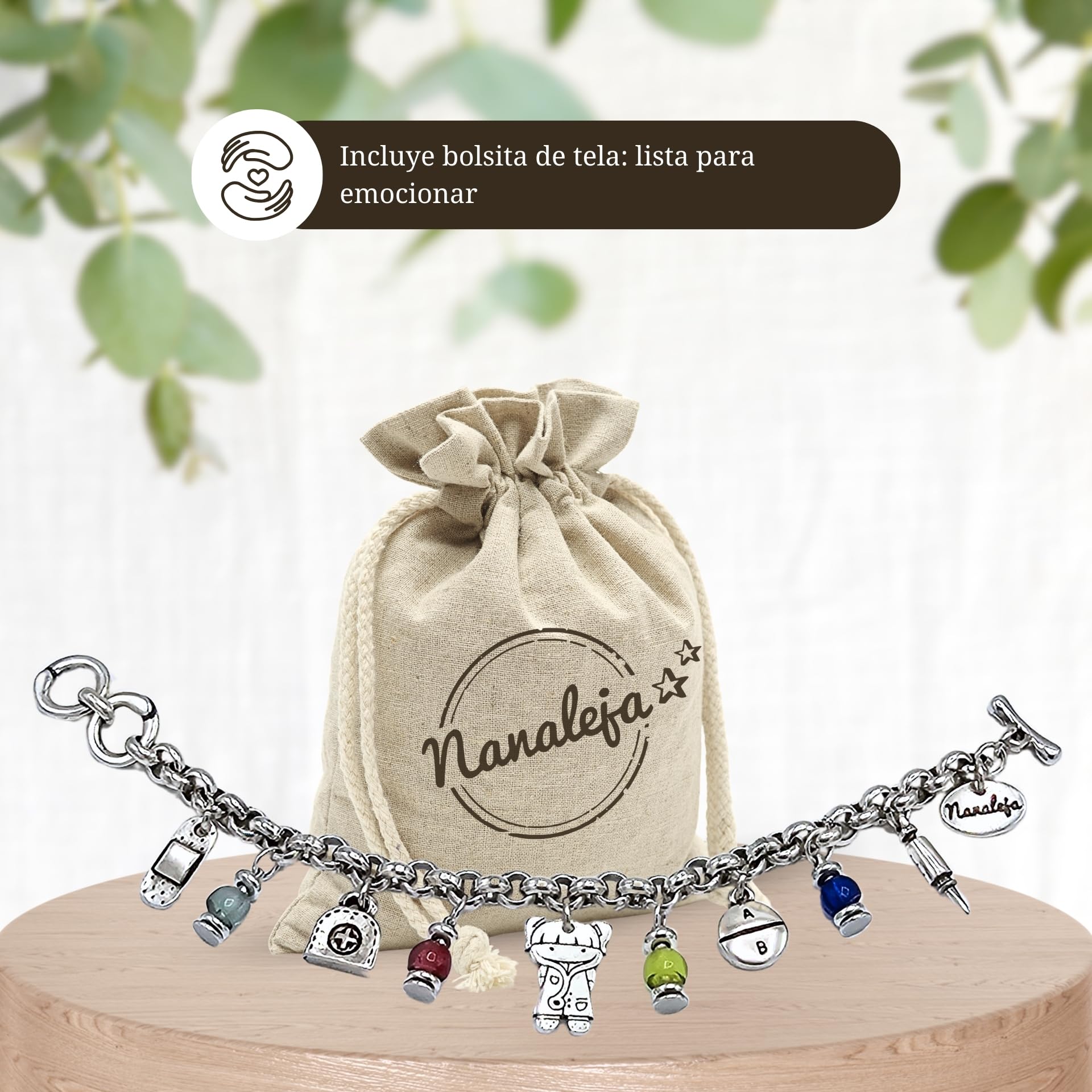 Pulsera enfermera con resinas de colores regalo enfermera - con baño de plata - pulsera personalizada - regalo para doctora