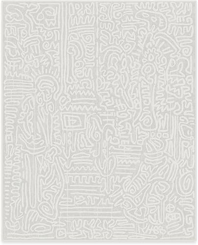 Miniatura 28 de RUGGABLE x Keith Haring - Alfombra lavable, estilo libre, color perla de 5 x 7, resistente a las manchas, antideslizante, con almohadilla estándar