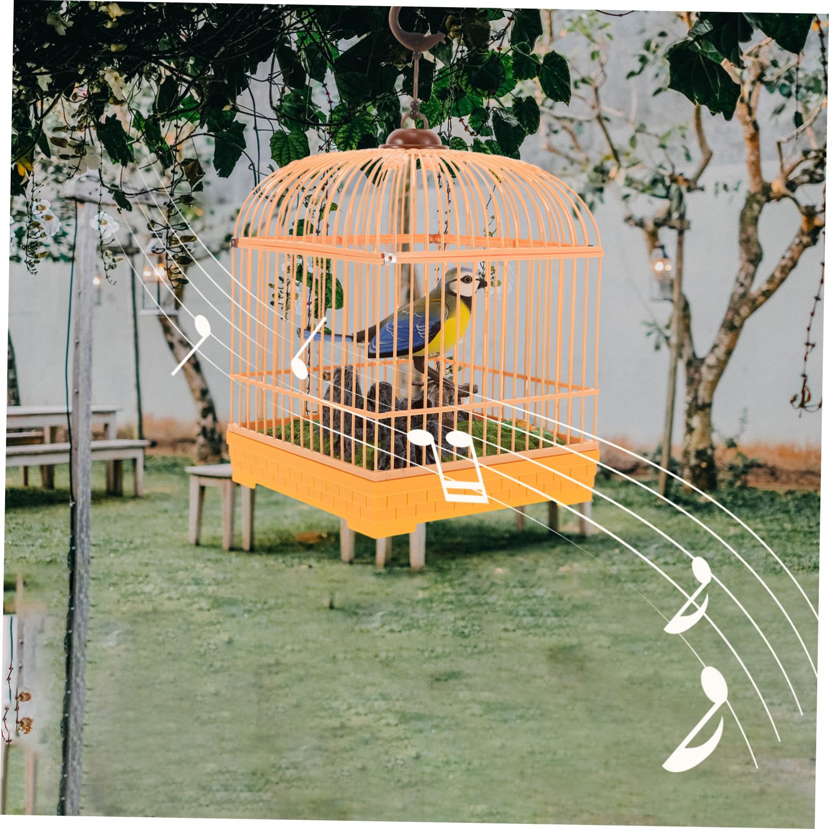 Hohopeti Juguete para Pájaros Activado por Sonido con Diseño Realista de Jaula, Plástico Duradero y Movimiento Interactivo para Entretenimiento Portátil Infantil