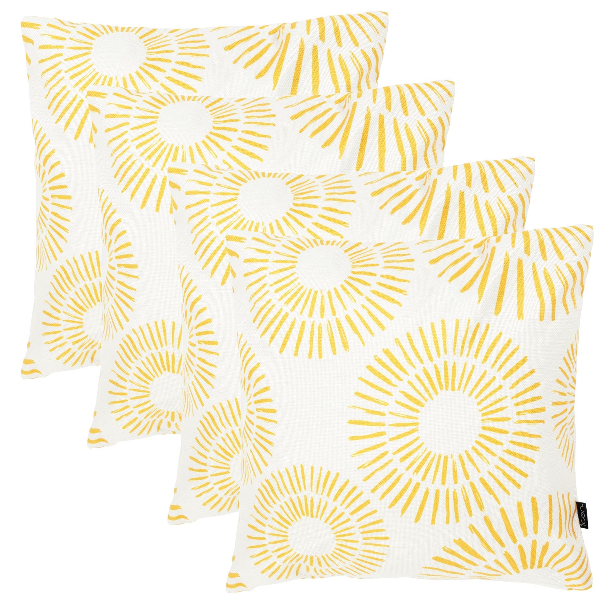 icon Indoor Outdoor Cushions Filled, Printed Collection, Set of 4, Yellow