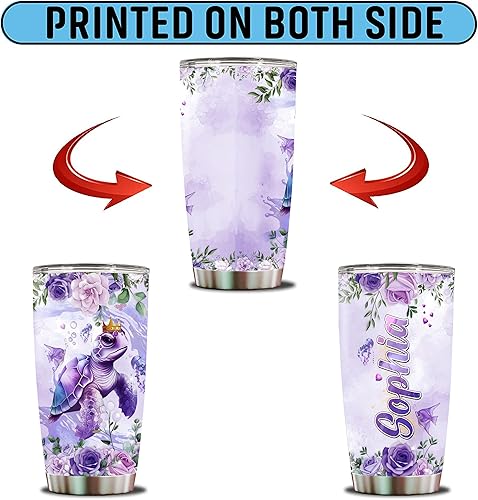 Miniatura 6 de WONWIX Regalos personalizados de tortugas marinas, regalo para mujeres, amantes de las niñas, taza de café, taza de viaje, vaso térmico de acero