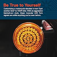 Vista 4 de TRUE MODS 2" 1156 Luz trasera LED anaranjada de señal de giro para Harley Davidson [Juego de par] [Acabado negro] [Estilo bala] Para Harley