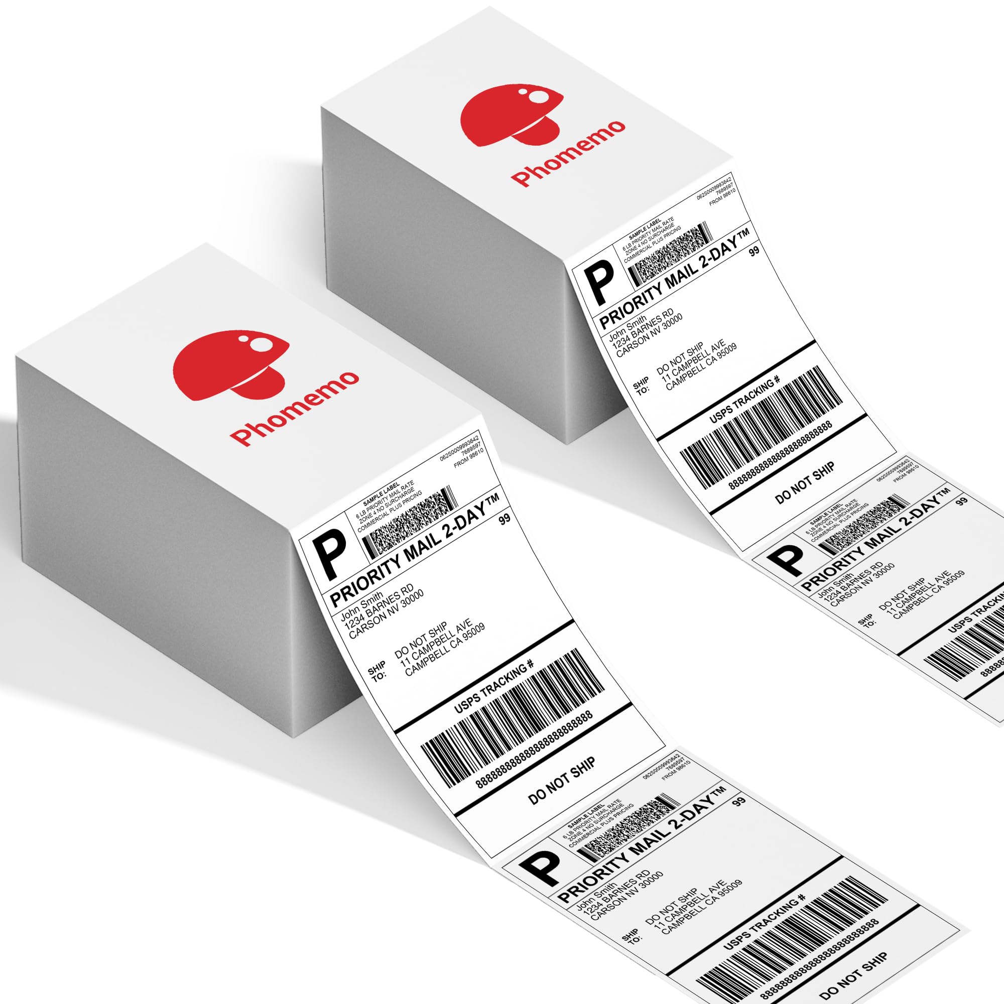 Phomemo1000pcs 4x6'' Shipping Thermal Label- for Thermal Label Printer, Easy to Tear, Strong Adhesive, 2 Pack of 500pcs Labels