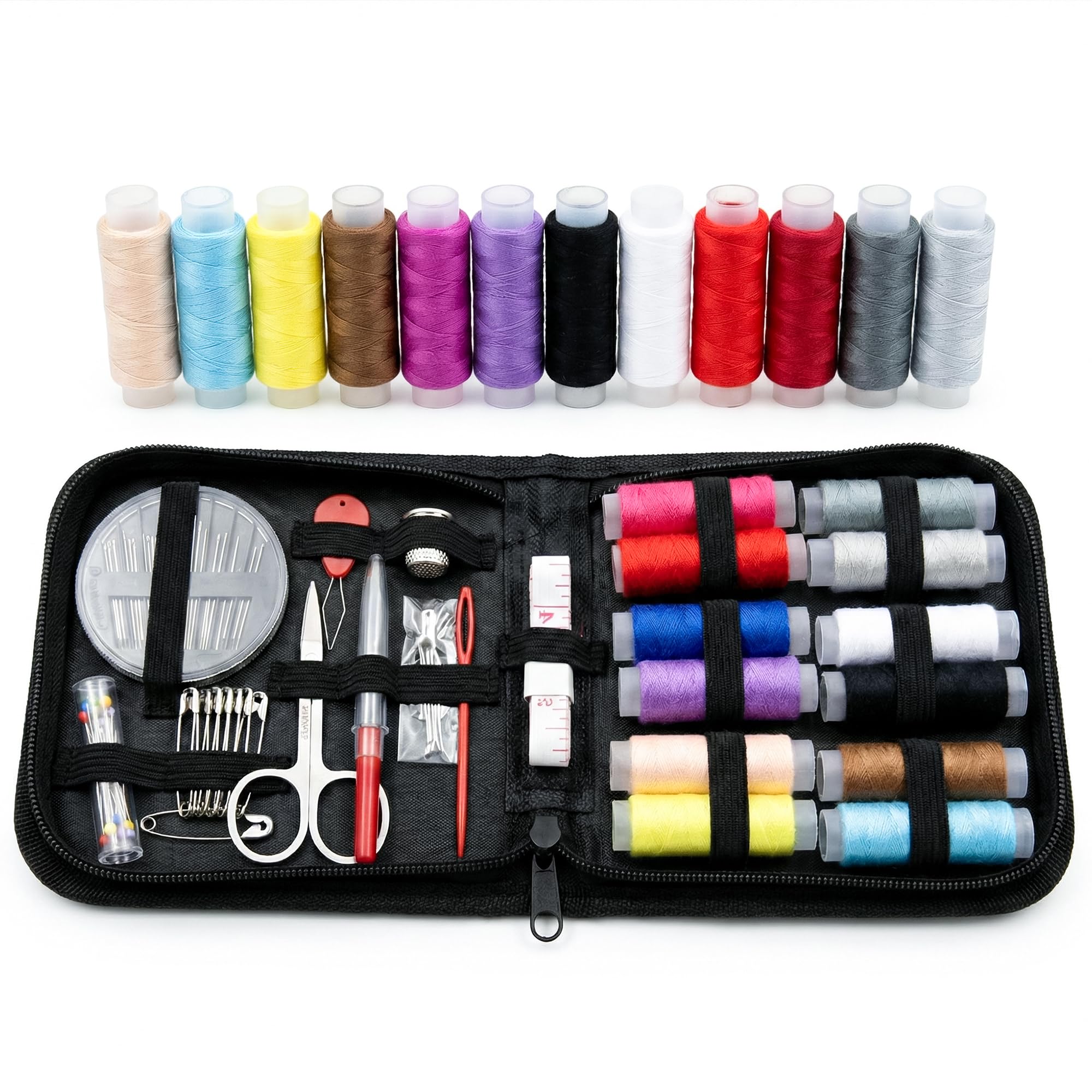CLAPONE 80 Pcs Sewing Kit – Gift for Grandma, Mom, Adults, Beginners, Kids, Travelers – Compact Sewing Supplies with Thread, Needles, Scissors, Tape Measure, Thimble & More – Travel Case Included-image-39