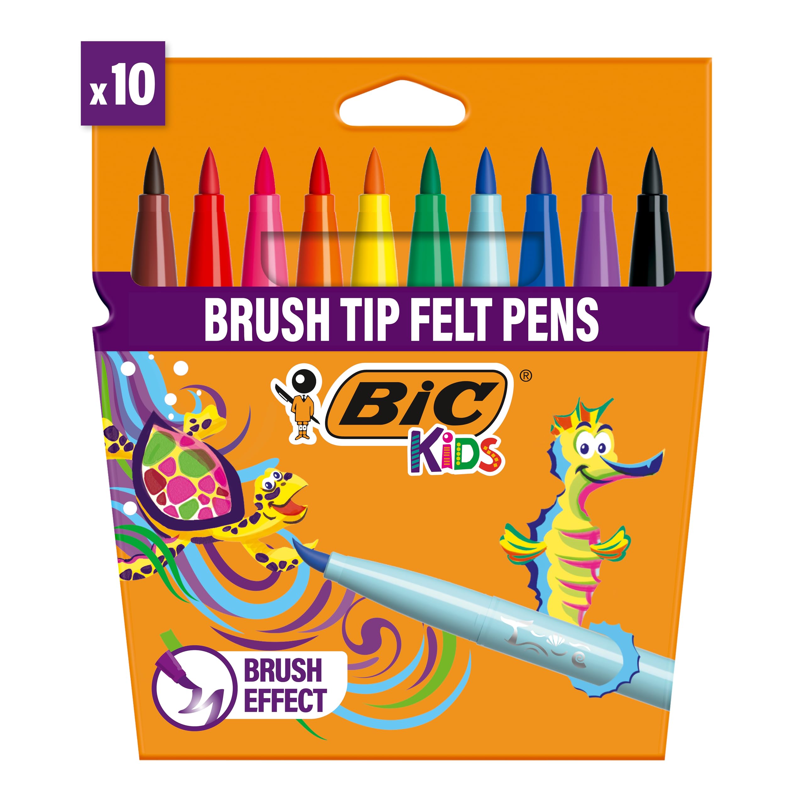 BIC Kids Visaquarelle Fırça Uçlu Boya Kalemi 10 Renk, Fırça Başlı Esnek ve Yumuşak Uç,…