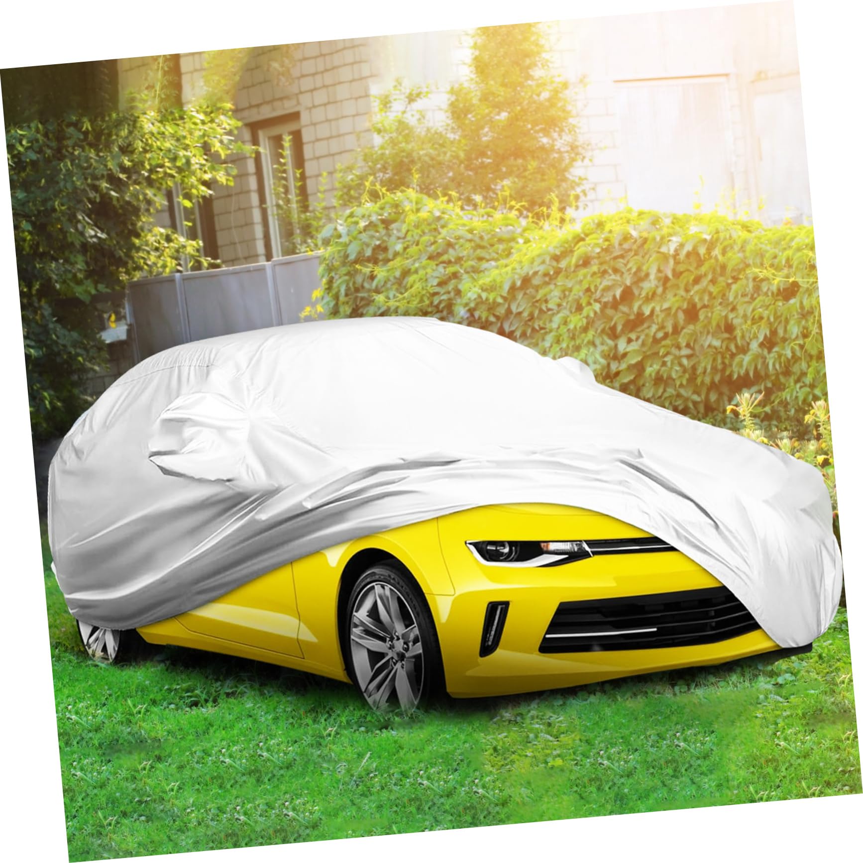 Cabilock Silver Car Cover Fit Weatherproof Easy Install Car Cover for Sun Protection — view 7