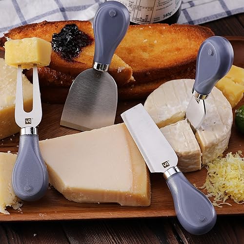 Miniatura 4 de Juego de 4 cuchillos y tabla de queso portátil 3 en 1, juego de cuchillos de queso para tablas de charcutería, accesorios para inauguración de la