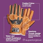 Superior Glove Goatskin Gants de travail en cuir Anti-Impact Vibration Dampening (une paire de grandes gants de taille)
