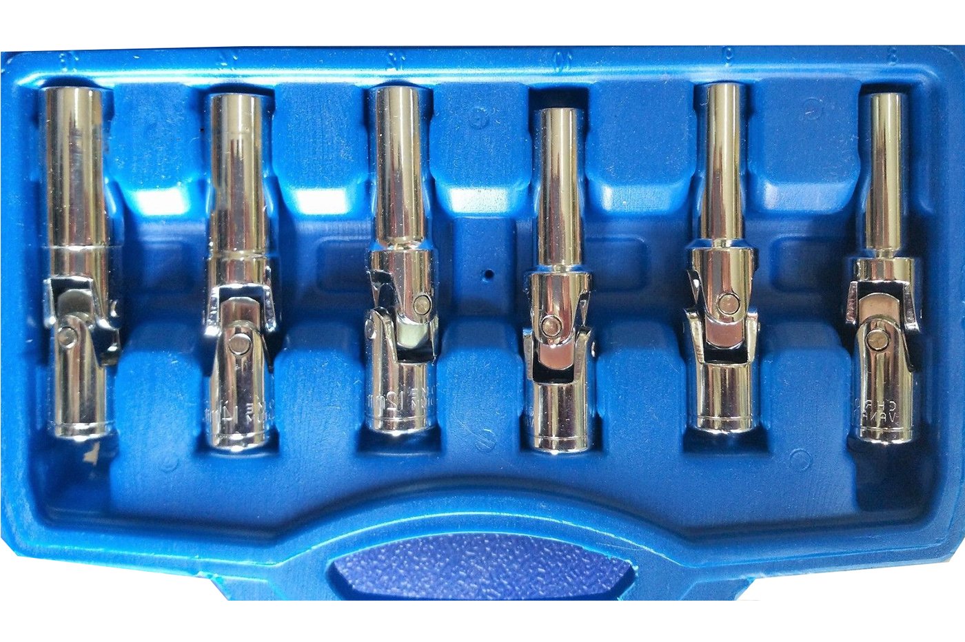 YASTA Set Kit 6 Chiavi a Bussola Snodate per Candelette Auto Diesel da 8 a 16 mm con Attacco 3/8" in Cromo-Vanadio per Meccanici Professionisti