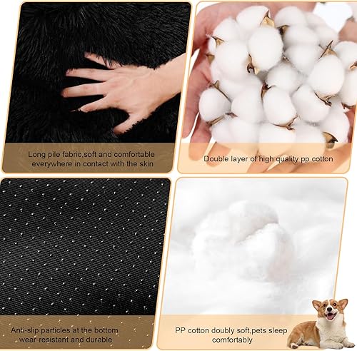 Miniatura 7 de Cama para perros calmantes para perros pequeños, medianos y grandes, cama redonda lavable con forma de dona, antideslizante, de piel sintética