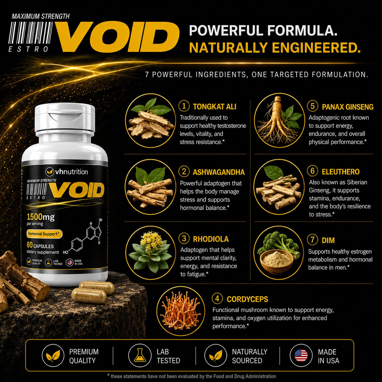 VH Nutrition EstroVoid Estrogen Blocker for Men, 1500mg Aromatase Inhibitor — Amazon image 3