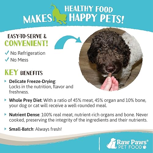 Miniatura 5 de Raw Paws Alimento liofilizado para perros y gatos, 16 onzas, fabricado en Estados Unidos, alimento liofilizado para perros, carne sin granos,