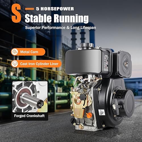 Miniatura 4 de 247CC 4-Stroke 5HP Micro Tiller Motor de combustible de un solo cilindro Inyección directa 3.6KW Motor horizontal refrigerado por aire para