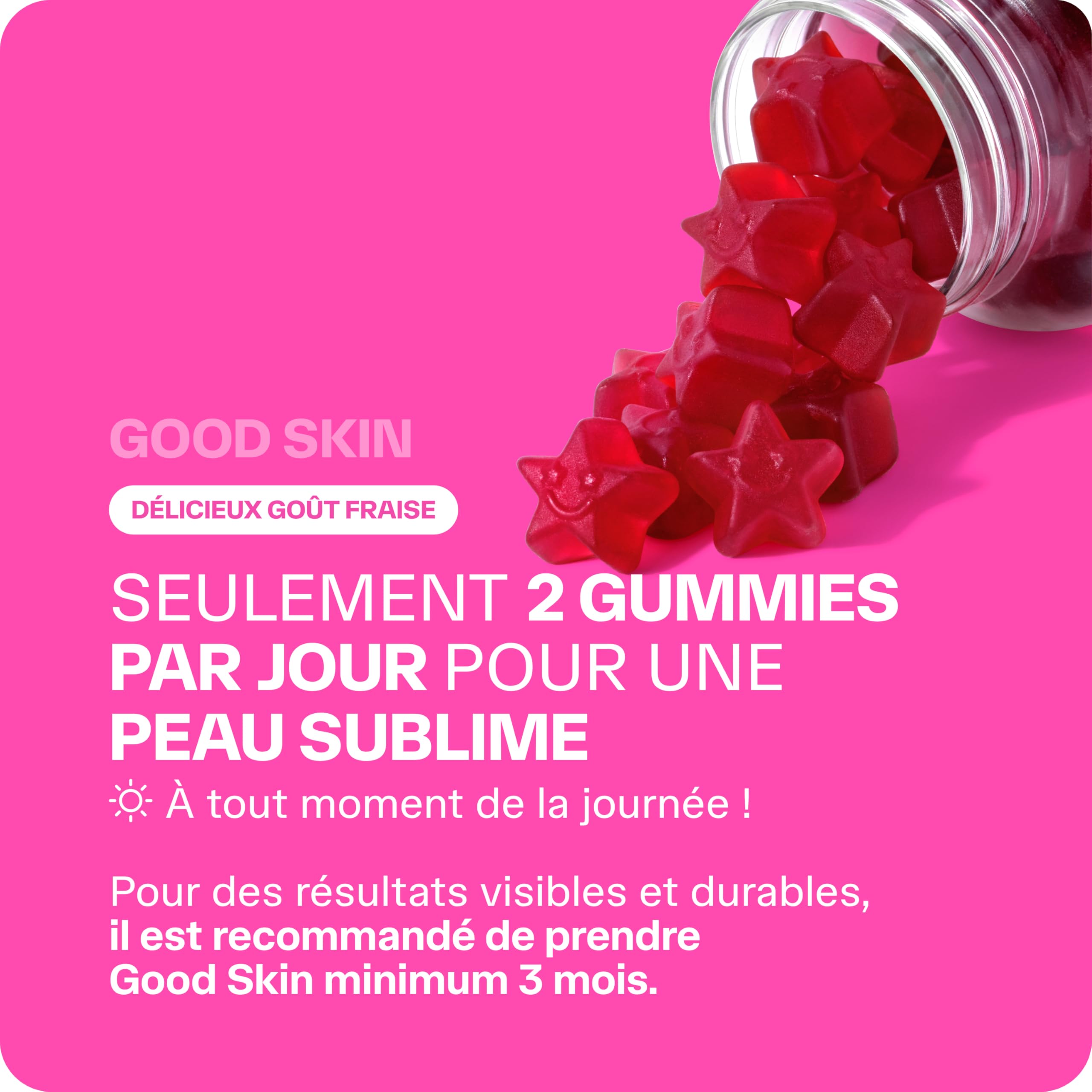 Lashilé Beauty - Gummies Anti-Âge + Anti-Rides - Fermeté & Éclat de la peau - Good Skin Vitamines -Complément Alimentaire Peau - Acide Hyaluronique Q10 Vitamines C & E - Cure 3 Mois 180 Gummies