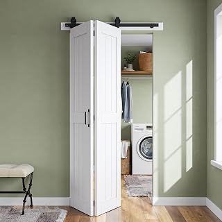 SMARTSTANDARD Bifold Barn Door 30'' x 84'',Bi-Fold Sliding Closet Doors