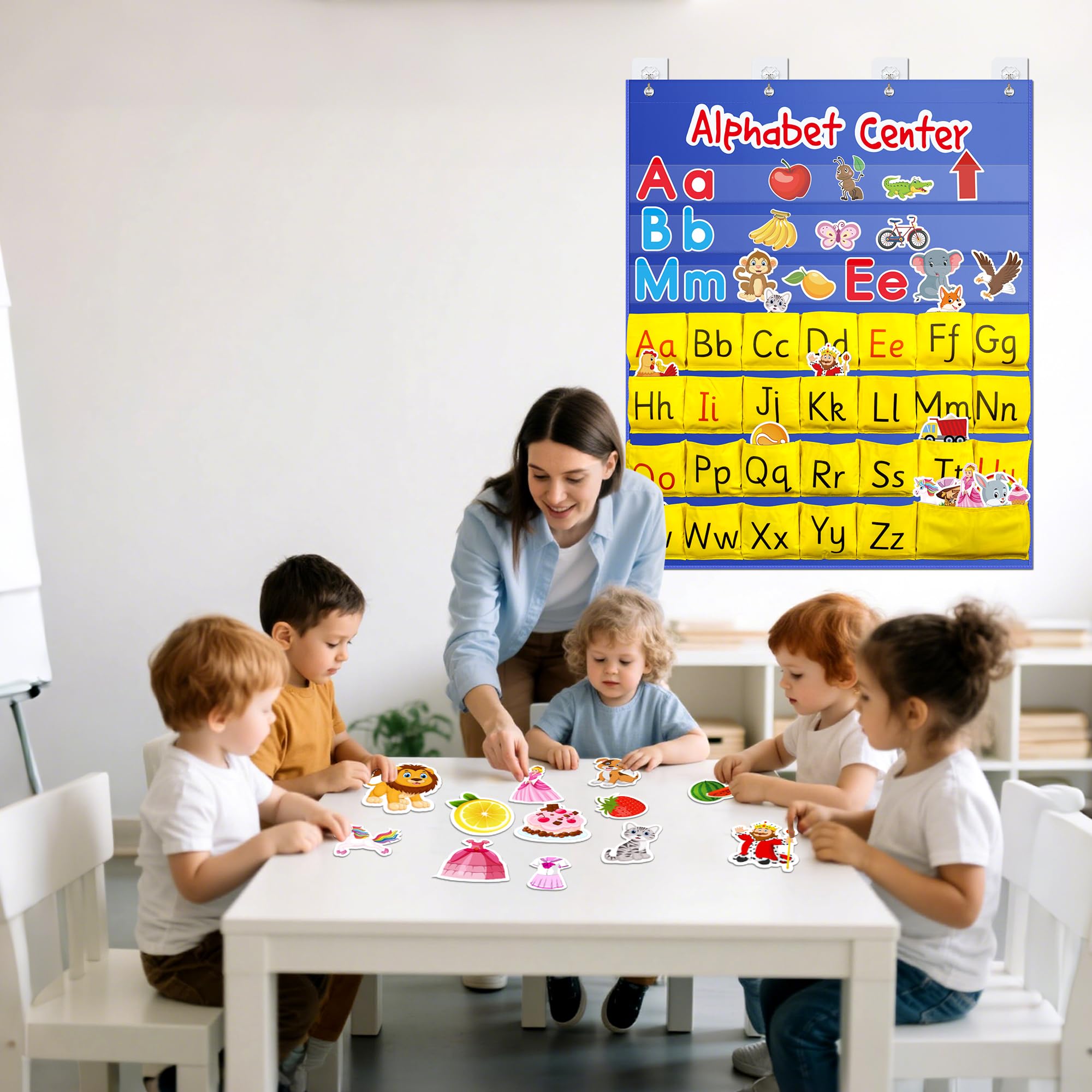 ZKOO Alphabet Learning Pocket Chart, Alphabet Wall Chart 104 Animal Flash Cards and 26 Lowercase and Uppercase Letter Cards, Student Daily Learning The Letter, Great for Classroom Homeschool - Image 7