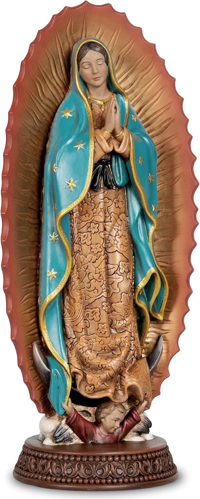 Estatua de Nuestra Señora de Guadalupe 12 pulgadas pintada a mano Resina miniatura 2