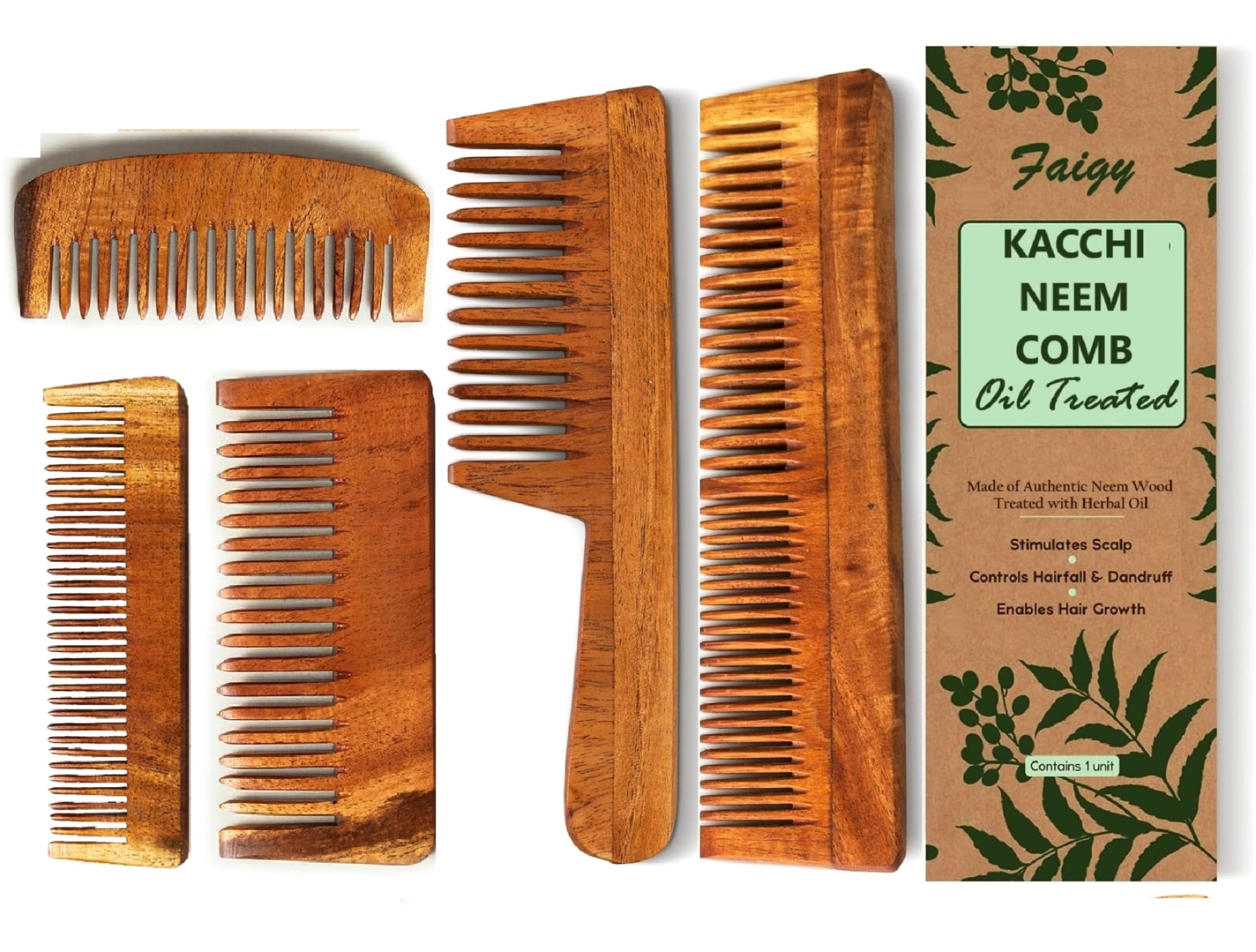 Kacchi Neem Neem Wooden Comb Set for Women & Men | Wooden combs combo Hair Comb Set | Kachi neem comb for Women for Hair Growth | Dandruff remover comb Neem Wood Kangi for Hair Growth, Detangling & Hair fall control (Pack of 5)-image-12