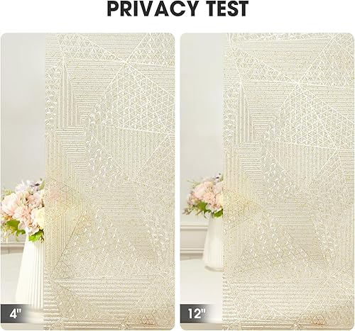 Miniatura 8 de ALIUNI Película de privacidad para ventana, película de vidrio esmerilado, vinilo no adhesivo, tinte extraíble, adherencia estática, calcomanías