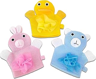 قفاز التقشير - أنماط كرتونية مشرقة ولمسات حرفية لتجربة استحمام ممتعة (الألوان) (3قطعة)